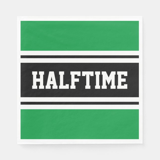 HALFTIME Bright Grönt Black White Tävla Rand Pappersservett (Framsidan)