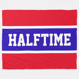 HALFTIME Bright Sporty Rött vitt blått Rand Fleecefilt