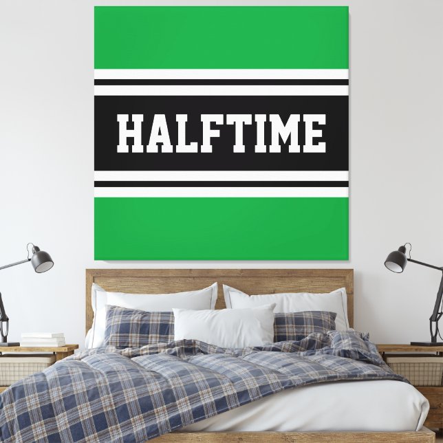 HALFTIME Kelly Grönt Black White Tävla Rand Canvastryck (Insitu (sovrum))