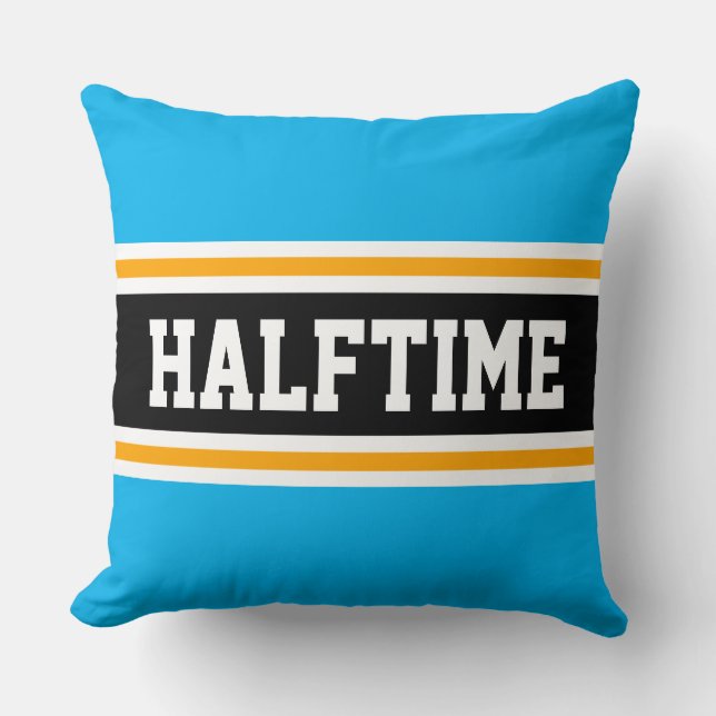 HALFTIME Roligt Himmel Blue Gult Black Sporty Rand Kudde (Framsida)