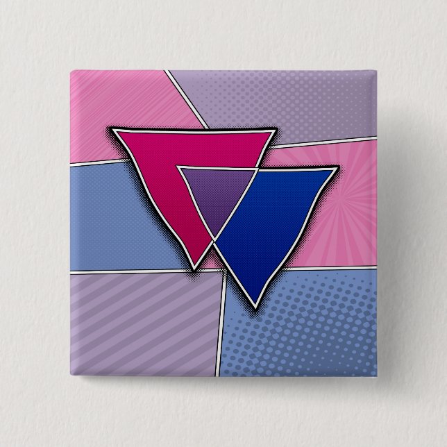 Halftone Bisexual Pride Triangles med Flagga Knapp (Framsida)