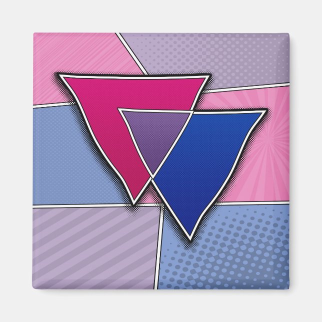Halftone Bisexual Pride Triangles med Flagga Magnet (Framsidan)