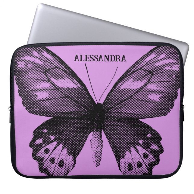 Halftone Butterfly Laptop sleeve - Lavender Person (Framsidan)