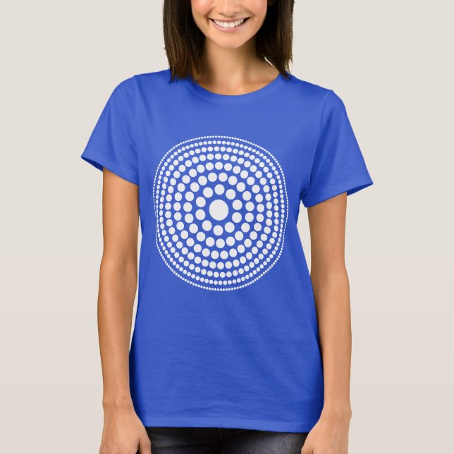 Halftone Circle 01 - Vit på mörk T-shirt (Framsida)