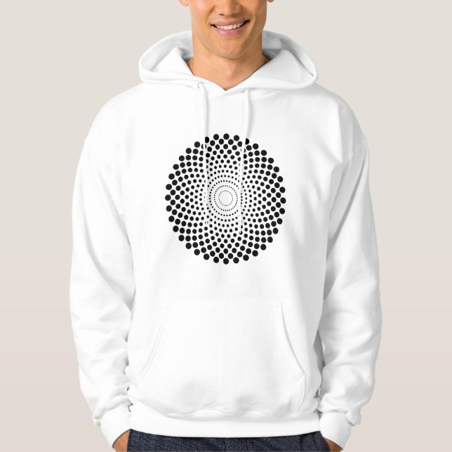 Halftone Circle 02 - Svart Tröja Med Luva (Framsida)