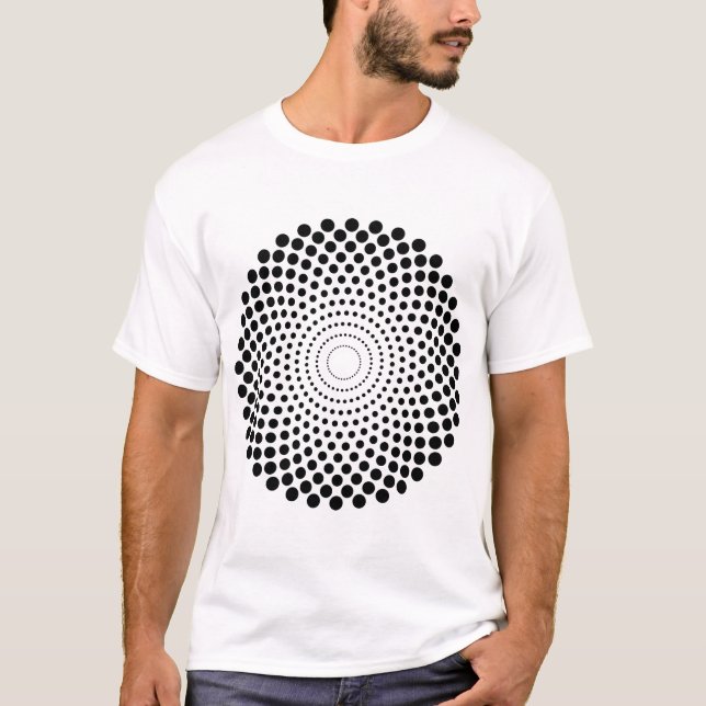 Halftone Cirkel 02 - Svart Tee (Framsida)