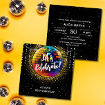 Halftone Disco Låt oss inbjudan till firande på fö<br><div class="desc">Färgfull spegel-disco boll med guld-halvtonseffekt dans party födelsedagsinbjudan. Perfekt för manar och kvinnors födelsedagsfester.</div>