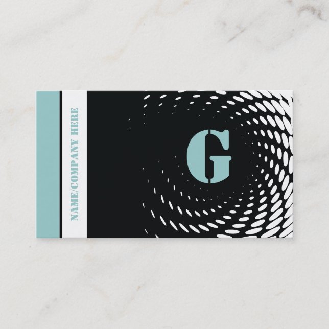 Halftone monogram svart, blå affärskort visitkort (Framsida)