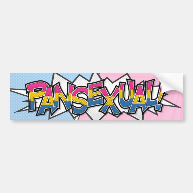 Halftone Pansexual Pride Typografi med Flagga Bildekal (Framsidan)