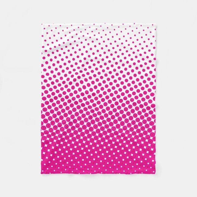 Halftone Pop Art Dot Mönster Rosa och White Fleecefilt (Framsidan)