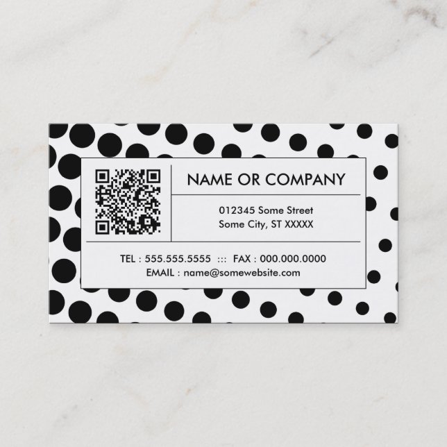Halftonsvartvitt QR-kod Visitkort (Framsida)