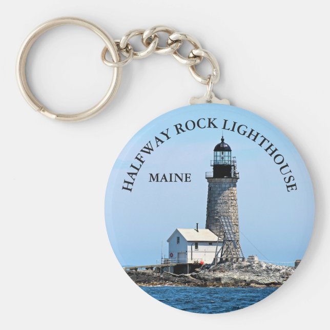 Halfway Sten fyr, Maine Button Keychain Nyckelring (Framsidan)