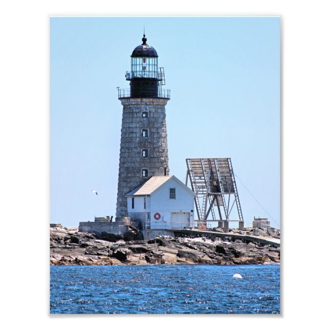 Halfway Sten fyr, Maine Photo Print Fototryck (Framsidan)