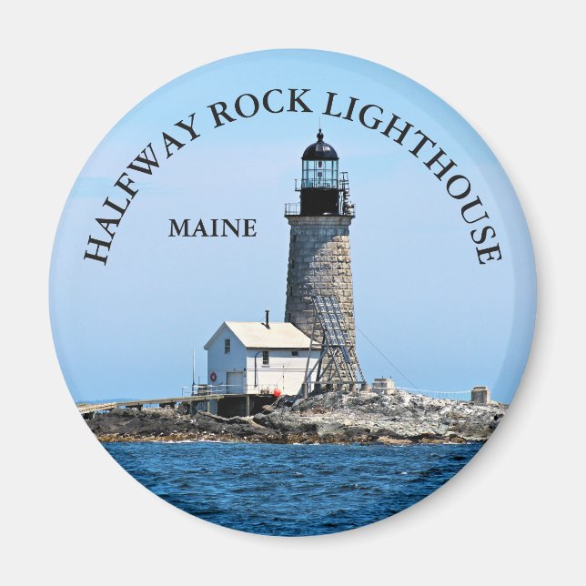 Halfway Sten fyr, Maine Round Magnet (Framsidan)