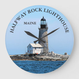 Halfway Sten fyr, Maine Round Wall Clock Stor Klocka