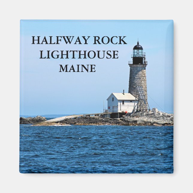 Halfway Sten fyr, Maine Square Magnet (Framsidan)