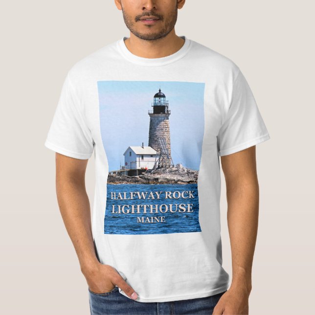 Halfway Sten fyr, Maine T-Shirt (Framsida)
