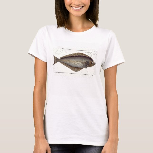 Halibut (Pleuronectes Hippoglossus) platta XLVII f T Shirt (Framsida)