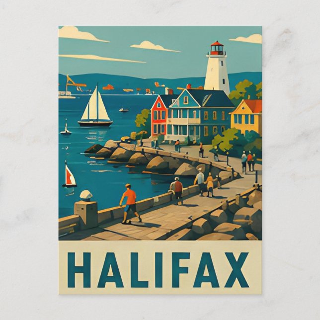 ⚓ HALIFAX — Fyr & Atlantliv vid hamnen Vykort (Framsida)