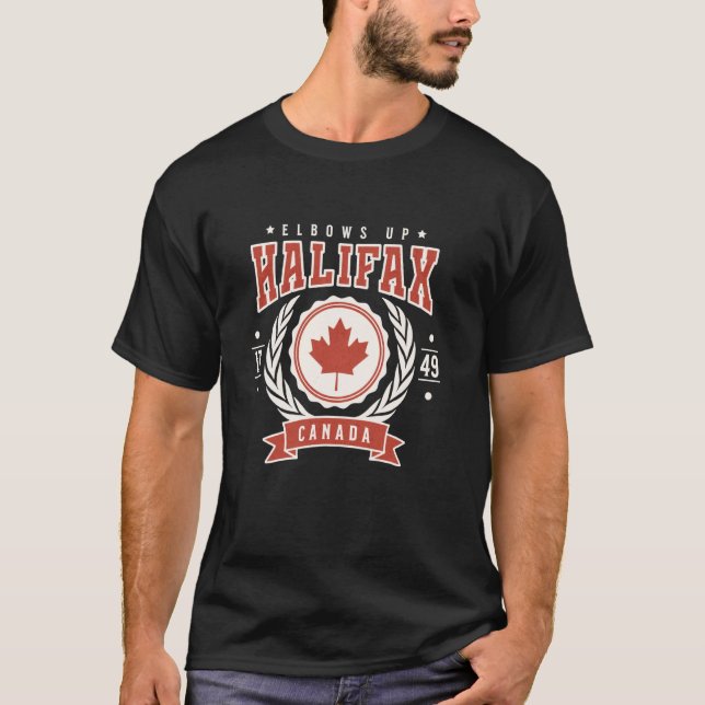 Halifax Nova Scotia Canada Elbows Up Canadian Anti T Shirt (Framsida)