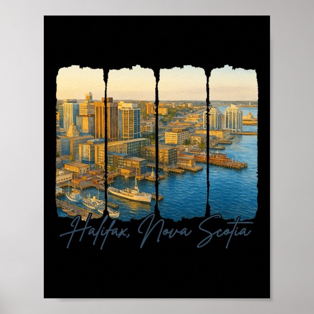Halifax Nova Scotia Resa Tripp Penseldrag Halifa Poster (Framsidan)