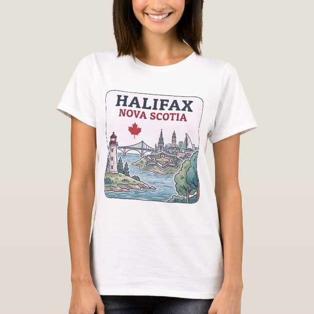 Halifax Nova Scotia stadsbild Lönnlöv  T Shirt (Framsida)