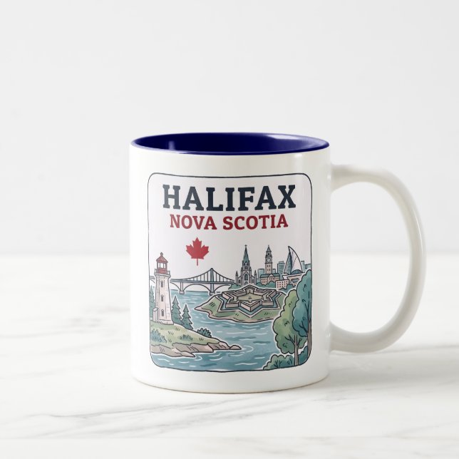 Halifax Nova Scotia stadsbild Lönnlöv  Två-Tonad Mugg (Höger)