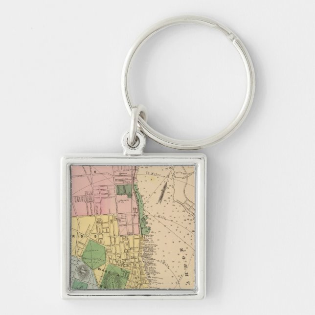 Halifax, NS Fyrkantig Silverfärgad Nyckelring (Framsidan)