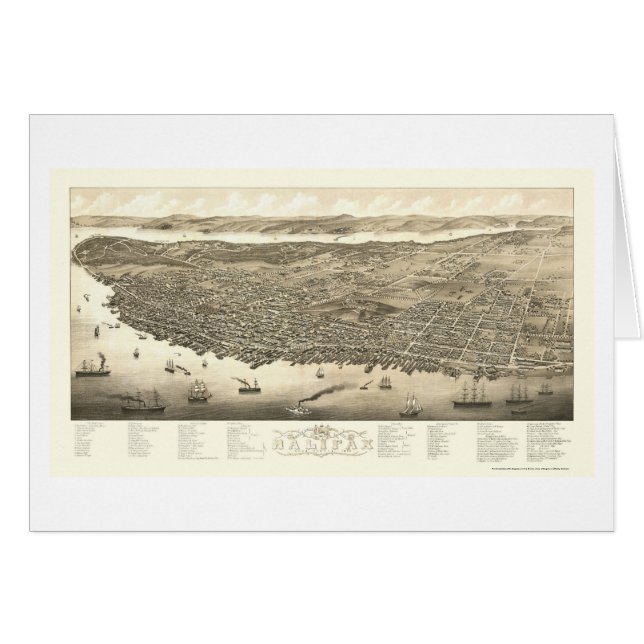 Halifax NS, Kanada panorama- karta - 1879 Hälsningskort (Framsidan Horizontal)