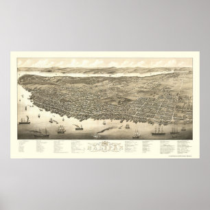Halifax, NS, Kanada Panoramic Karta - 1879 Poster
