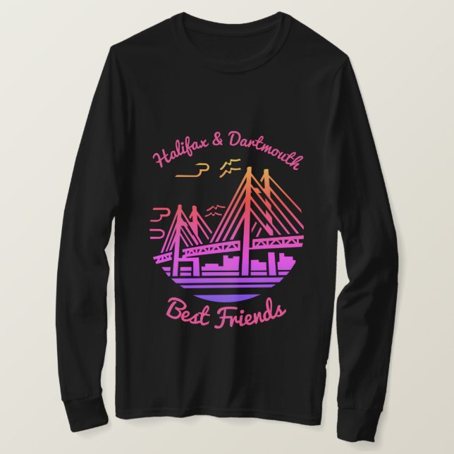 Halifax och Dartmouth Nova Scotia bestkompisar T Shirt (Design framsida)