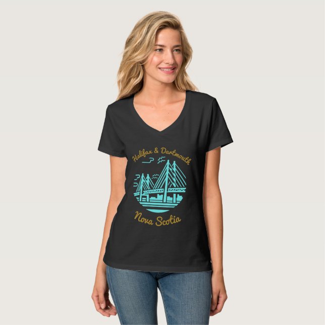 Halifax och Dartmouth Nova Scotia T-shirt guld (Hel framsida)