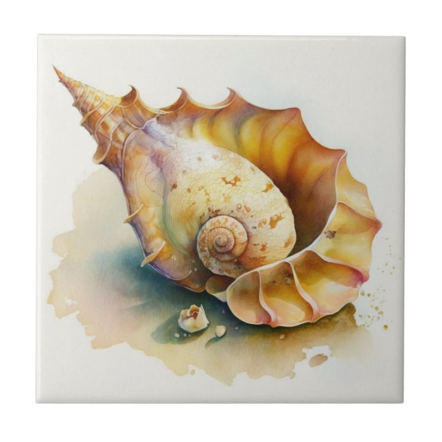 Haliotis Conch Snäcka Watercolor Tile Kakelplatta (Framsidan)