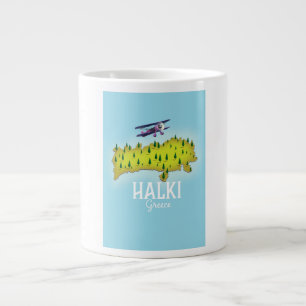 Halki Greece Karta illustrerade reseaffisch Jumbo Mugg