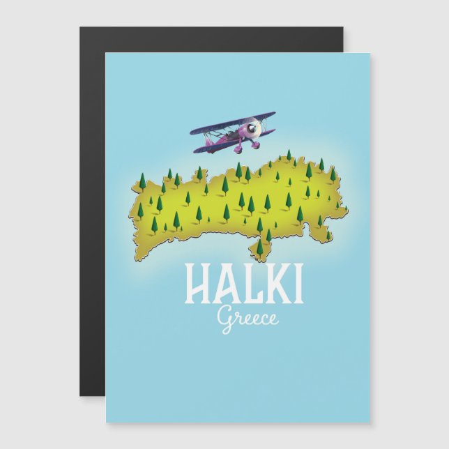 Halki Grekland Karta Illustrerad reseaffisch (Fram/baksida)
