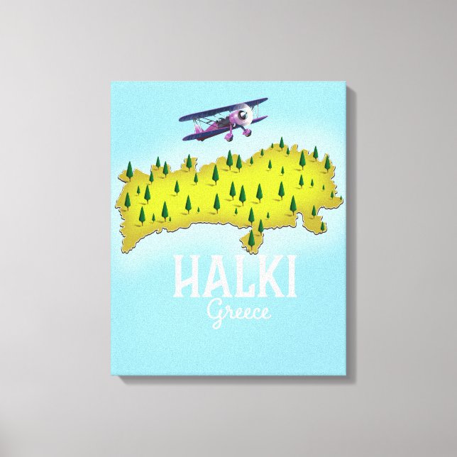 Halki Grekland Karta Illustrerad reseaffisch Canvastryck (Framsida)