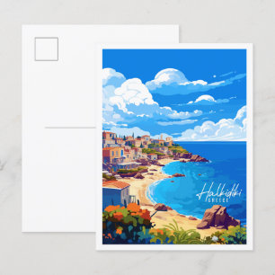 Halkidiki Grekland vintage resillustration Vykort