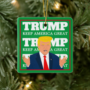 Håll Amerika Stort Trump Tecknad Julgran Julgransprydnad Keramik