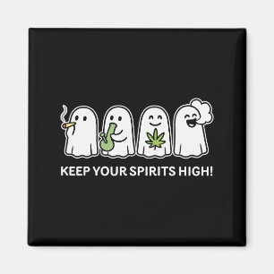 Håll Andan Hög Spök Rökande Ogräs Halloween Magnet