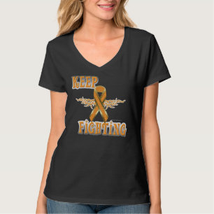 Håll att slåss V-Nacke Nano T för njurecancerda T-shirt