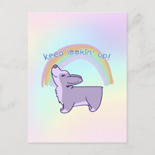 "Håll blicken uppåt!" Corgi-positivitetskort Vykort