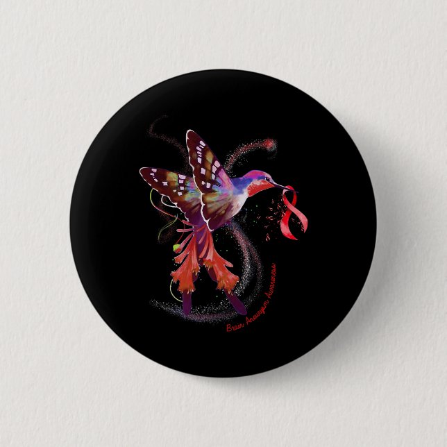Håll Burgundy Ribbon Brain Aneurysm Awareness Knapp (Framsida)