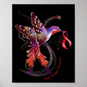 Håll Burgundy Ribbon Brain Aneurysm Awareness Poster