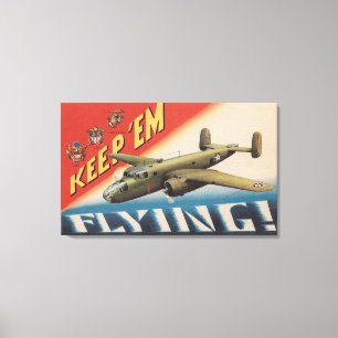 Håll dem medelbombplanen Flying/B-25 (flygplan) Canvastryck