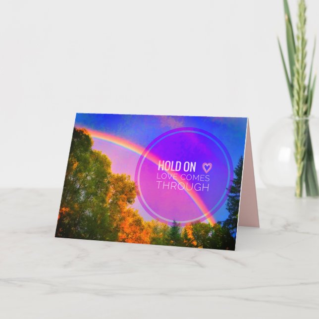 HÅLL DEN <3 RAINBOW BRIGHT GREETARD CARD KORT (Framsida)