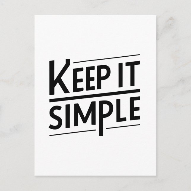 Håll Det Enkelt Minimalistisk Citatdesign Vykort (Framsida)
