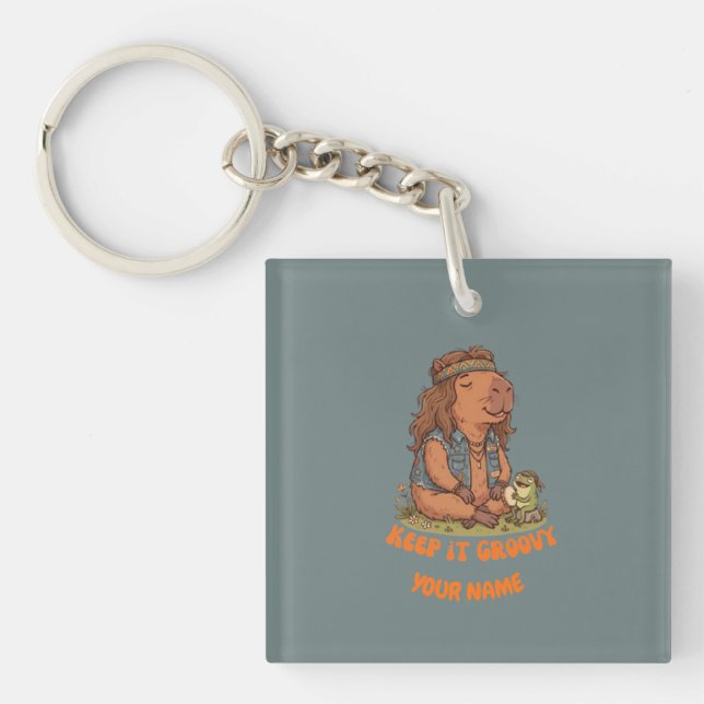 Håll Det Groovy Capybara Söt Retro Anpassad (Framsidan)