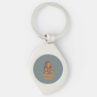Håll Det Groovy Capybara Söt Retro Anpassad Swirl Silverfärgad Nyckelring