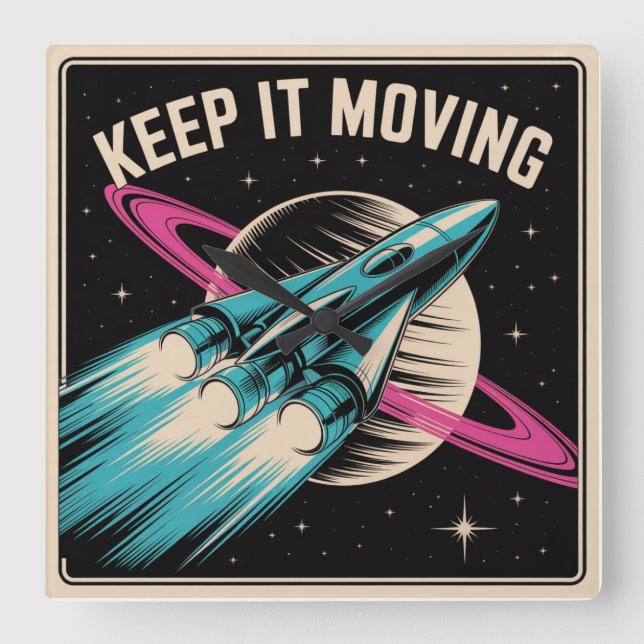 Håll Det I Rörelse Fyrkantig Klocka (Framsida)