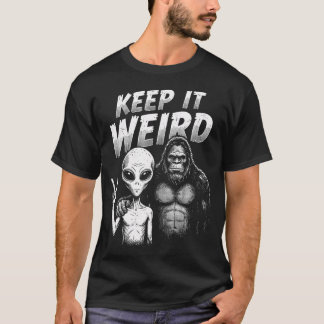 Håll Det Konstigt Roligt Alien Bigfoot Retro T Shirt